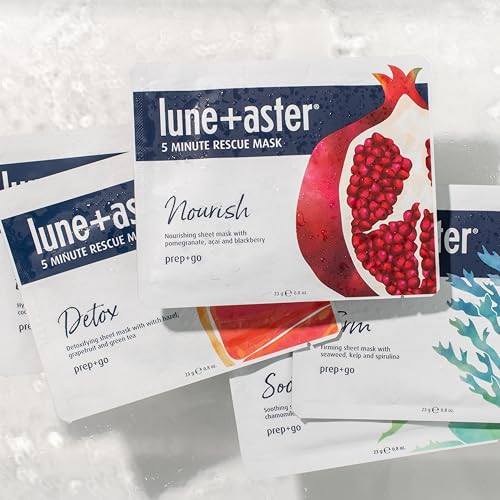 Lune+Aster 5 Minute Rescue Mask - Nourish | Antixoidant Sheet Mask with Pomegranate, Acai, and Blackberry. For premature aging and free radical damage. - Image 5