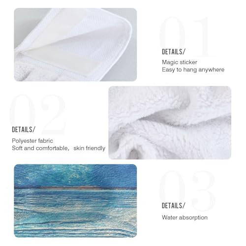Boccsty Teal Turquoise Wood Fingertip Bath Towels 2 Pieces Green Painted Hanging Hand Bath Towel Tea Bar Towels for Bathroom Farmhouse Housewarming Tabletop Home - Image 5