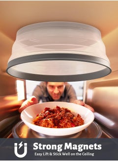 General Magnetic Microwave Cover,Collapsible Microwave Splatter Cover for Food,Microwave Splatter Guard with Easy Grip Handle,Microwave Plate Cover with Steam Vents for Heating,Grey  - Image 3