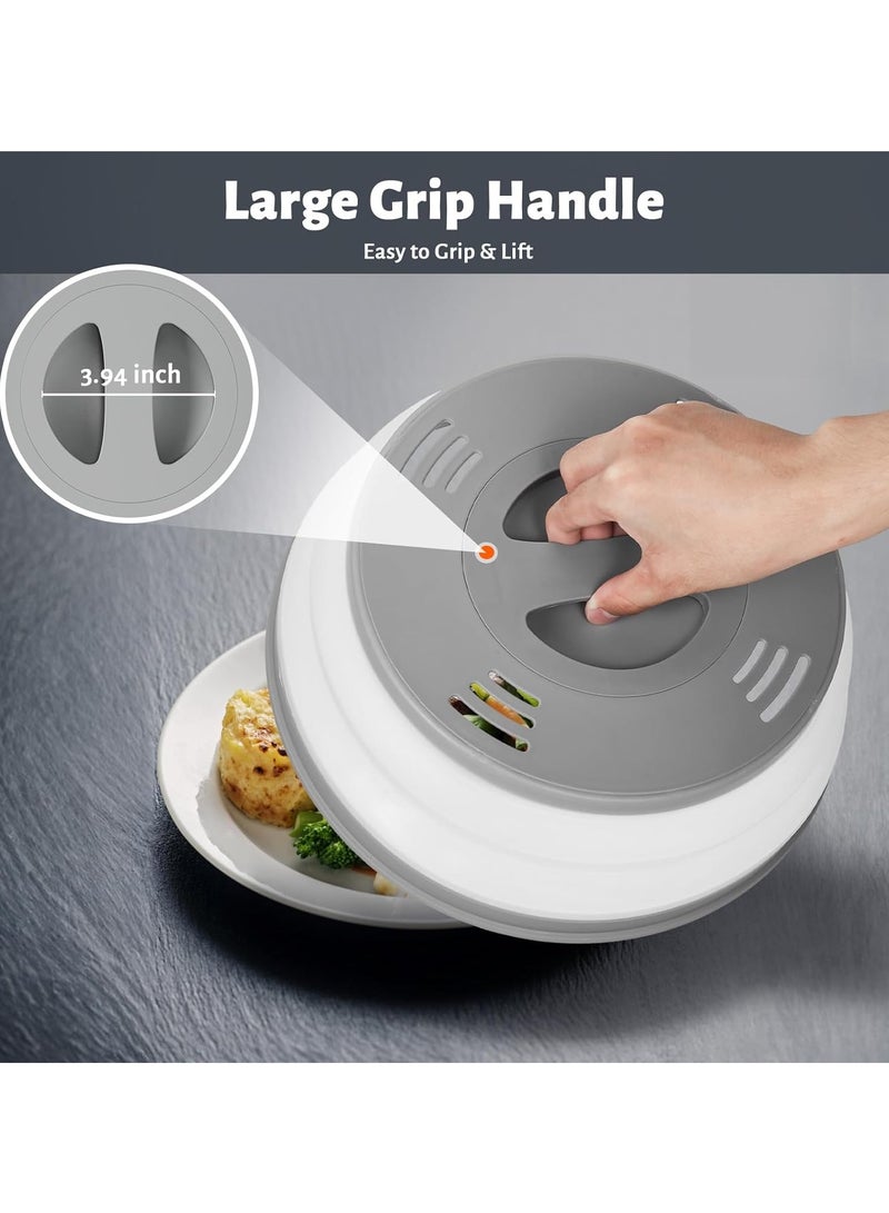 عام غطاء مغناطيسي للميكروويف، غطاء قابل للطي لرش الميكروويف للطعام، واقي من رذاذ الميكروويف مع مقبض سهل الإمساك، غطاء لوحة ميكروويف مع فتحات بخار للتدفئة، رمادي - Image 4