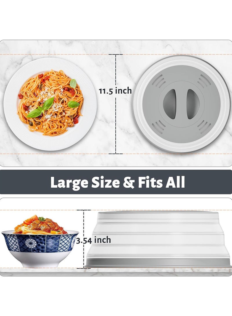 عام غطاء مغناطيسي للميكروويف، غطاء قابل للطي لرش الميكروويف للطعام، واقي من رذاذ الميكروويف مع مقبض سهل الإمساك، غطاء لوحة ميكروويف مع فتحات بخار للتدفئة، رمادي - Image 5