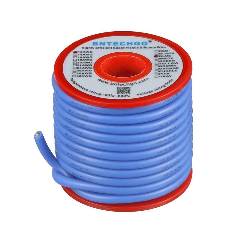 BNTECHGO 12 Gauge Silicone Wire Blue Spool 25 ft Flexible 12 AWG Stranded Tinned Copper Wire - Image 2