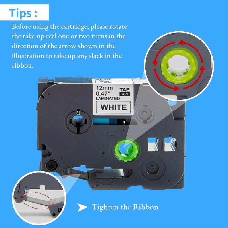 LabelPros شريط ملصقات بديل متوافق لطابعة Brother P Touch TZe 12mm 0.47 بوصة (أسود على أبيض/برتقالي/شفاف/أحمر/أزرق/أصفر/أخضر) لطابعة الملصقات P Touch PT-D210 H110 D400، مغلف، 8 عبوات - Image 4