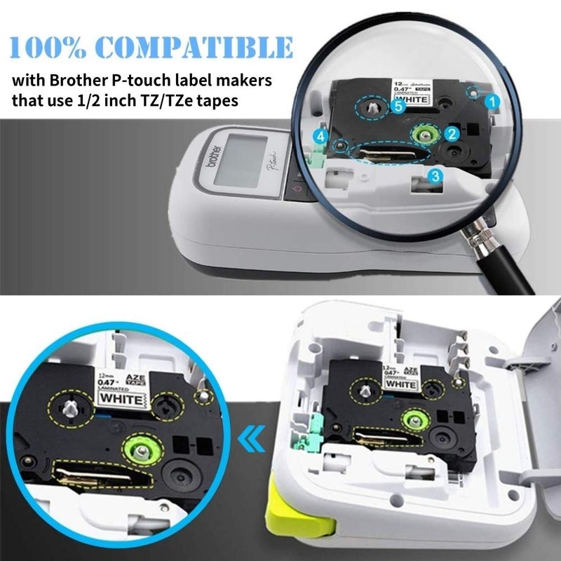LabelPros شريط ملصقات بديل متوافق لطابعة Brother P Touch TZe 12mm 0.47 بوصة (أسود على أبيض/برتقالي/شفاف/أحمر/أزرق/أصفر/أخضر) لطابعة الملصقات P Touch PT-D210 H110 D400، مغلف، 8 عبوات - Image 2