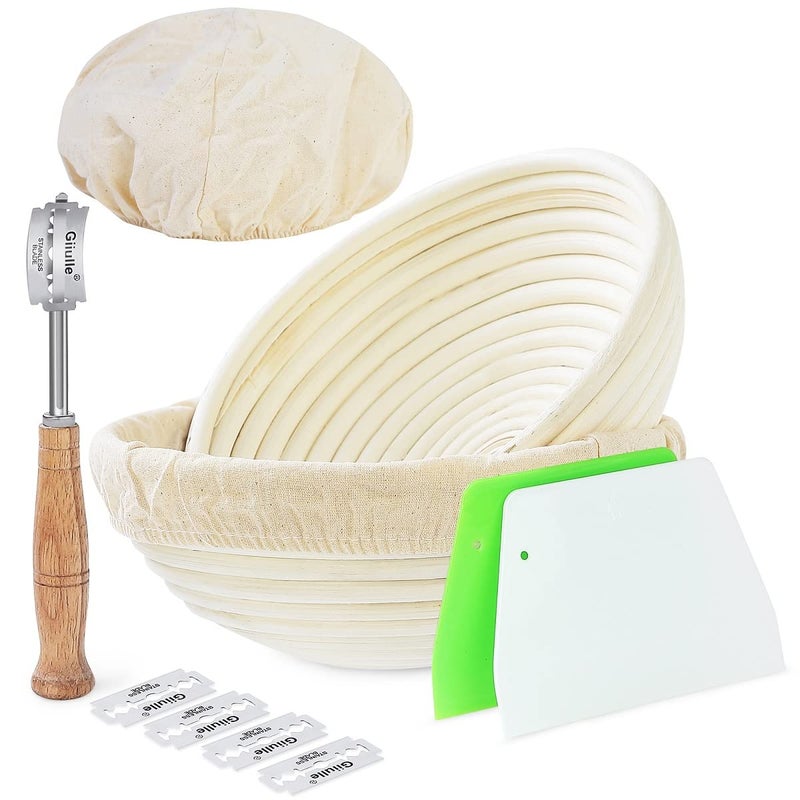 Wwyybfk Banneton Bread Proofing Basket Sourdough Bread Baking Supplies 9"" Sourdough Bread Proofing Basket Baking Set - Image 1