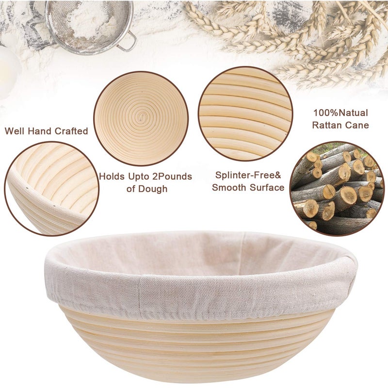 Wwyybfk Banneton Bread Proofing Basket Sourdough Bread Baking Supplies 9"" Sourdough Bread Proofing Basket Baking Set - Image 3