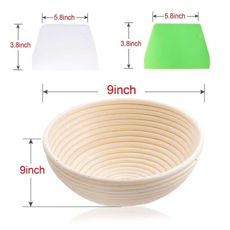 Wwyybfk Banneton Bread Proofing Basket Sourdough Bread Baking Supplies 9"" Sourdough Bread Proofing Basket Baking Set - Image 2
