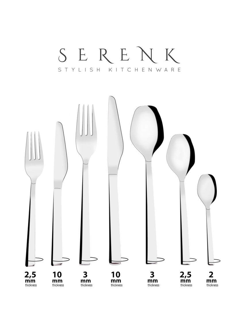 Serenk New York 18-Piece 18/10 Stainless Steel Cutlery Set – Polished, Durable Flatware for Modern Dining - pzsku/Z4C636F9209C17867BA2BZ/45/_/1739969189/2a577426-7d5e-4c89-89e2-875d7125d466