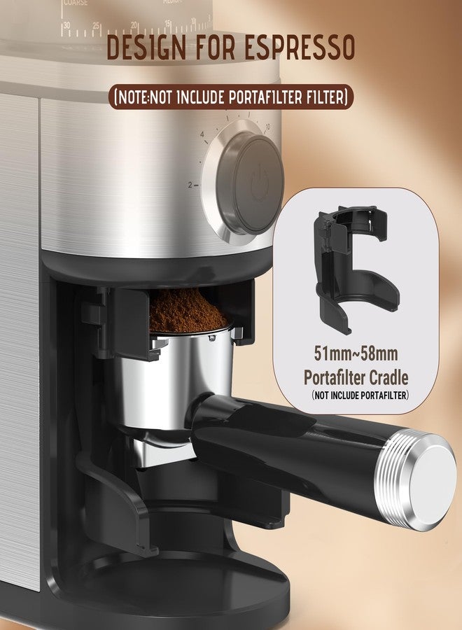 Ollygrin Burr Coffee Grinder, Electric Conical Coffee Bean Grinder With 30 Adjustable Grind Settings For 2-12 Cups, Sliver & Black - Image 4