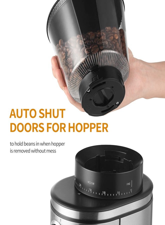 Ollygrin Burr Coffee Grinder, Electric Conical Coffee Bean Grinder With 30 Adjustable Grind Settings For 2-12 Cups, Sliver & Black - Image 2