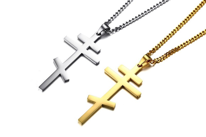 VNOX Stainless Steel Religious Russian Orthodox Cross Pendant Necklace for Men Women,Silver - Image 4