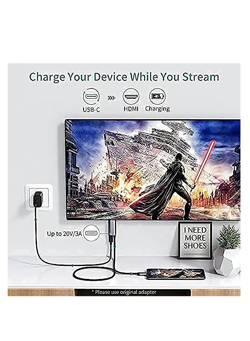 Captaintech USB Type-C to HDMI Cable for Nintendo Switch, Samsung Galaxy S21/S20/Note20, Tab S7 - 4K Support, 1.8m Length, Ideal for Travel and Docking Mode. - Image 2
