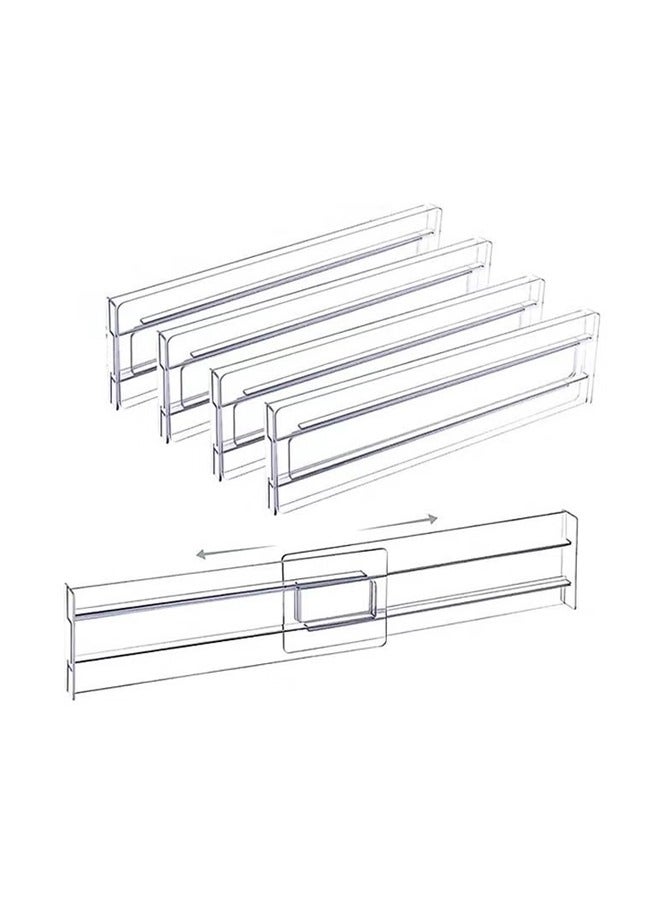 صاروخ فلاير منظم مقسم أدراج Rocket Flyer مكون من 4 عبوات ، ارتفاع قابل للتعديل 3.15 ، منظم قابل للتوسيع من 12-21 بوصة ، مقسم درج بلاستيكي شفاف ، مناسب للغسيل وأدوات المطبخ وتخزين المكاتب - Image 1