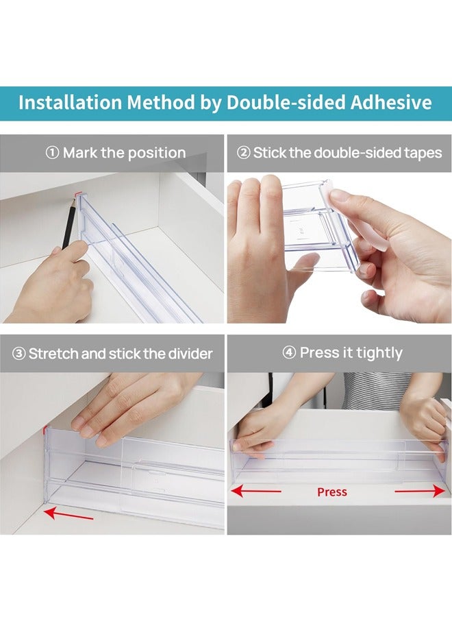 صاروخ فلاير منظم مقسم أدراج Rocket Flyer مكون من 4 عبوات ، ارتفاع قابل للتعديل 3.15 ، منظم قابل للتوسيع من 12-21 بوصة ، مقسم درج بلاستيكي شفاف ، مناسب للغسيل وأدوات المطبخ وتخزين المكاتب - Image 3
