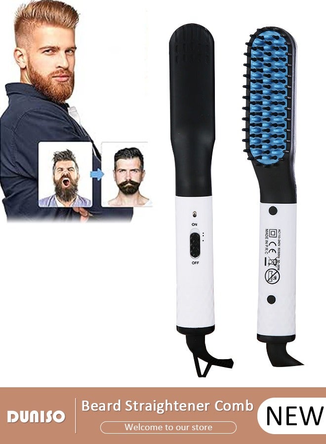 DUNISO Beard Straightener Comb for Men,Hair Hot Comb,Quick Electric Heated Beard Brush Styler,Travel Portable Styling Comb beard iron, Multifunctional Straightening Brush - Image 1