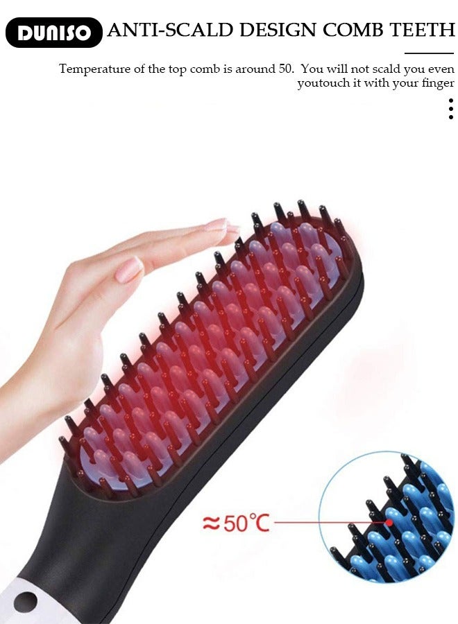 DUNISO Beard Straightener Comb for Men,Hair Hot Comb,Quick Electric Heated Beard Brush Styler,Travel Portable Styling Comb beard iron, Multifunctional Straightening Brush - Image 4