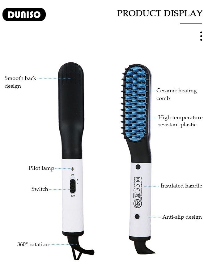 DUNISO Beard Straightener Comb for Men,Hair Hot Comb,Quick Electric Heated Beard Brush Styler,Travel Portable Styling Comb beard iron, Multifunctional Straightening Brush - Image 5