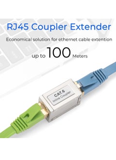 KASTWAVE RJ45 Coupler Shielded Inline Adapter, Ethernet Cable Extender, Ethernet Coupler Female to Female Connector for Cat7/ Cat6/ Cat5e Cable, Ethernet Extender Adapter in Silver (5 Pack)  - Image 2