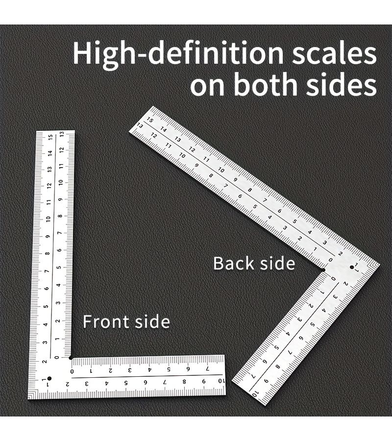 1pc High Precision Stainless Steel L Shaped Angle Ruler 3.94inch Multi Functional for Leather Paper Clothing - Image 2