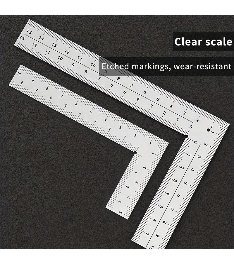 1pc High Precision Stainless Steel L Shaped Angle Ruler 3.94inch Multi Functional for Leather Paper Clothing - Image 5