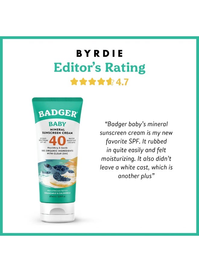بادجير كريم واقي من الشمس للأطفال من Badger، بعامل حماية من الشمس 40، بخلاصة البابونج والآذريون، 87 مل (2.9 أونصة سائلة) - Image 3