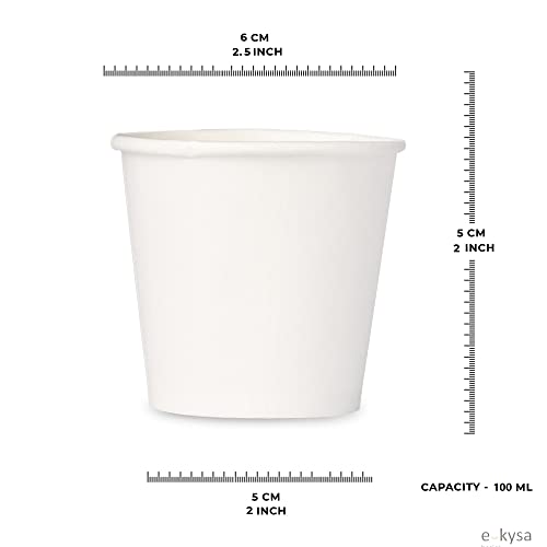 e kysa basics ekysa Basics Paper Disposable Tea/Coffee Cups – 100 ml, Eco-Friendly, Leak-Resistant, for Hot Beverages, White, Pack of 100 - Image 2