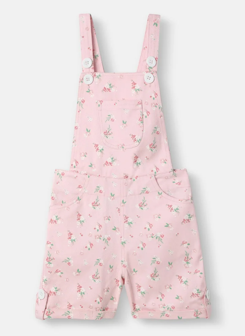Nautinati Nautinati Girls’ Cotton Top and Dungaree Set with Kangaroo Pouch Pocket