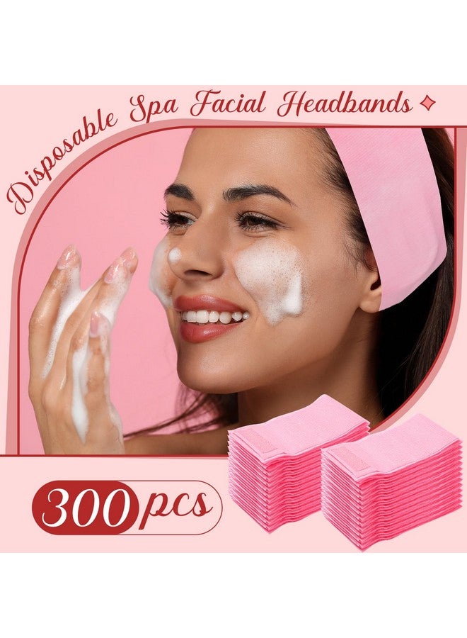 چوينت عصابات رأس للوجه للاستخدام مرة واحدة من جوينتي، 300 قطعة، عصابة رأس وردية للوجه قابلة للتمدد غير منسوجة، عصابة رأس ناعمة للعناية بالبشرة والمكياج مع إغلاق مريح للنساء، رياضة اليوغا، صالون الاستحمام - Image 4