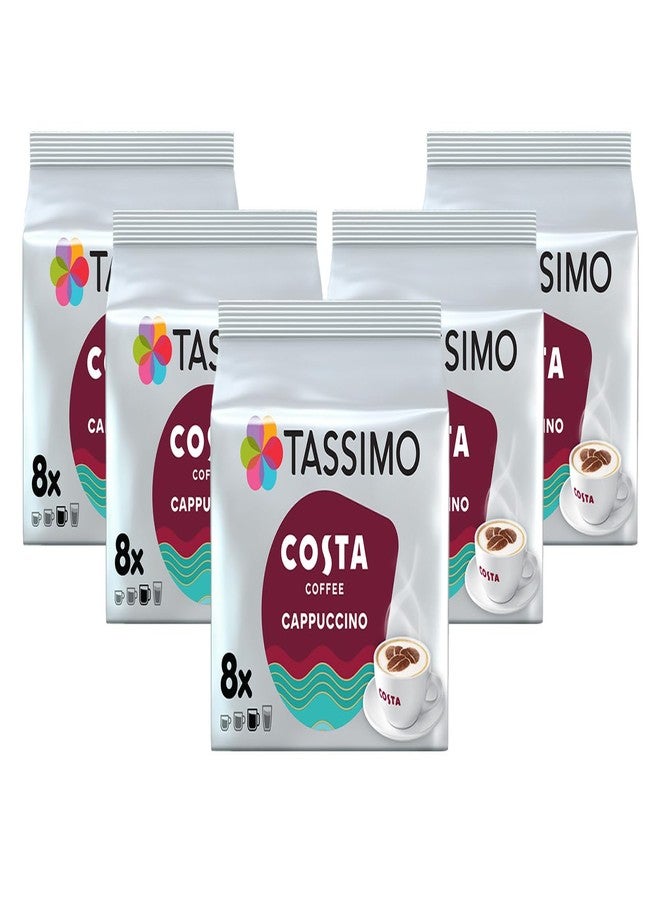 TASSIMO Costa Cappuccino 16 discs, 8 servings (Pack of 5, Total 80 discs, 40 servings) - Image 1