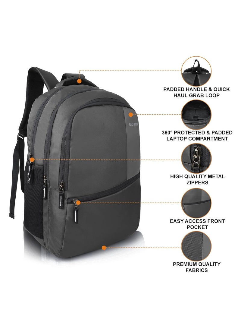 هاف مون Half Moon Valex 15.6 inch Laptop Bags for Men office use/College Bagpack/Back Pack Bag for Man Women | School Backpack for Boys Girls with Small Pockets & Laptop Compartment (Grey) - Image 4