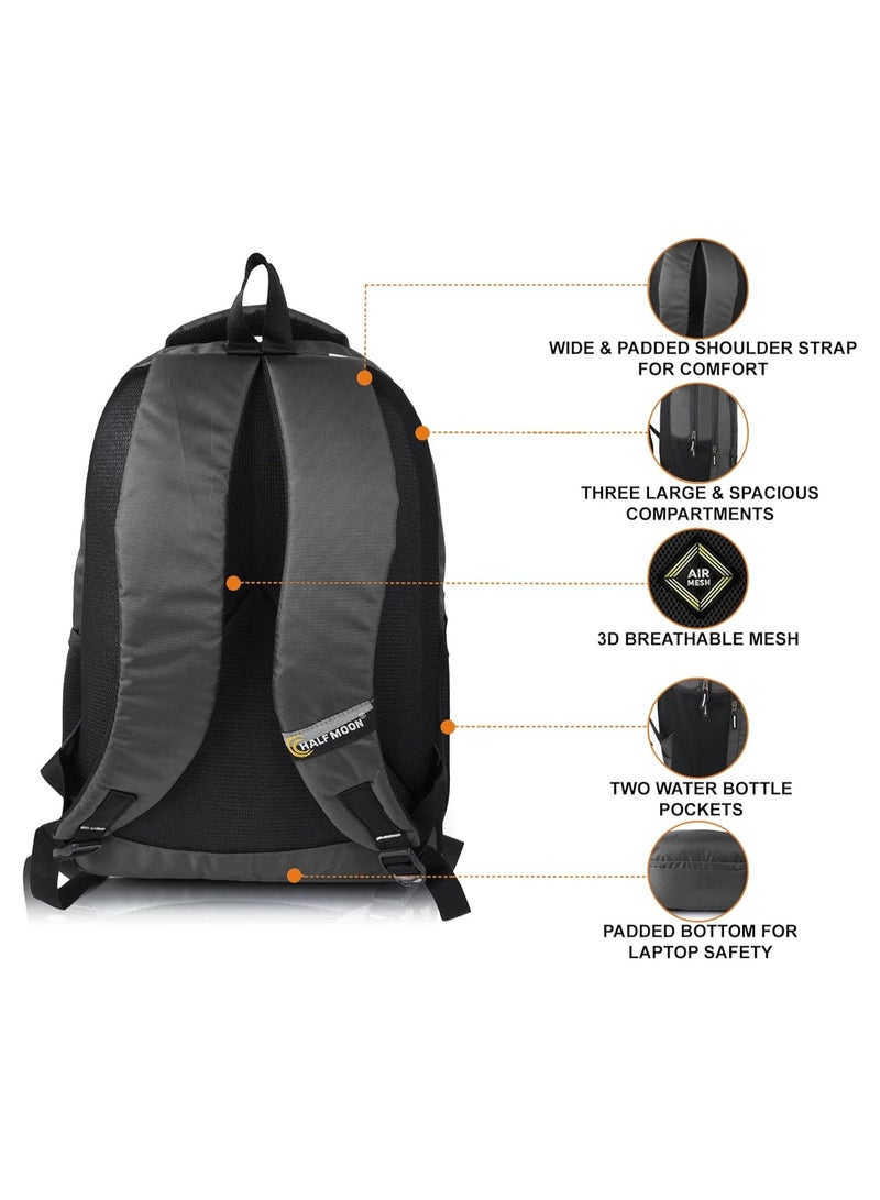 هاف مون Half Moon Valex 15.6 inch Laptop Bags for Men office use/College Bagpack/Back Pack Bag for Man Women | School Backpack for Boys Girls with Small Pockets & Laptop Compartment (Grey) - Image 5