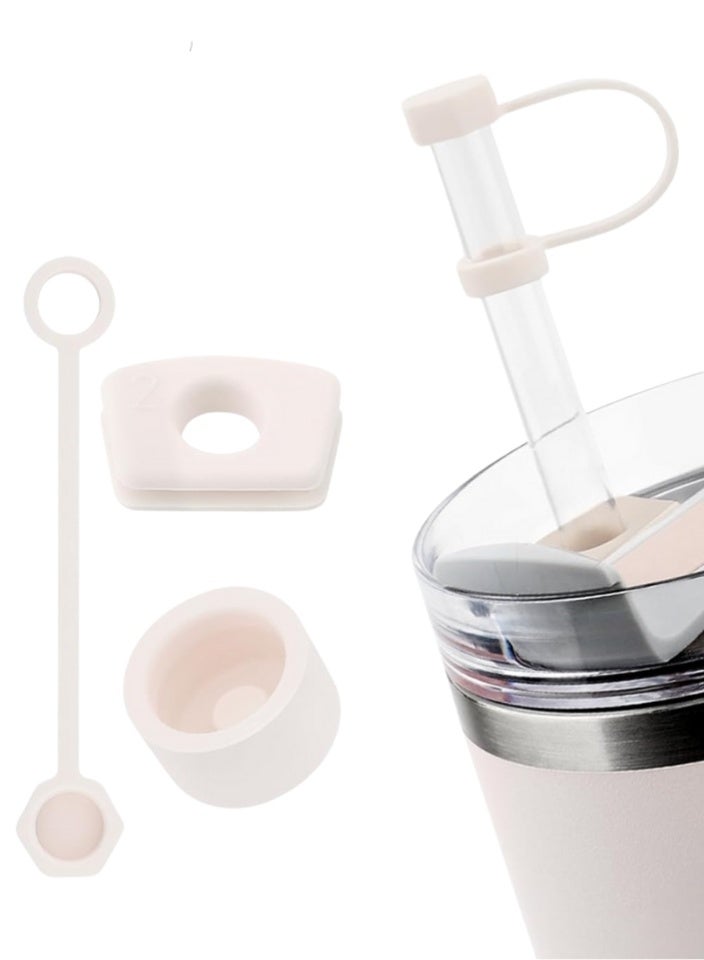 اس تي ان طقم سدادة انسكاب من السيليكون لأكواب ستانلي - مجموعة ملحقات الأكواب سعة 30 أونصة و40 أونصة - تتضمن غطاءً من القش، وسدادة مانعة للتسرب، وسدادة انسكاب مربعة - متوافقة مع ستانلي كوينشر H2.0 فلو ستيت - كوارتز وردي - Image 1