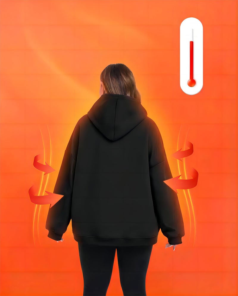 OLRIK Plus Size Hoodies for Women Fleece-Lined Thick Sweatshirts with Kangaroo Pocket Cozy Hooded Pullover Winter Clothes Black-1X - Image 3