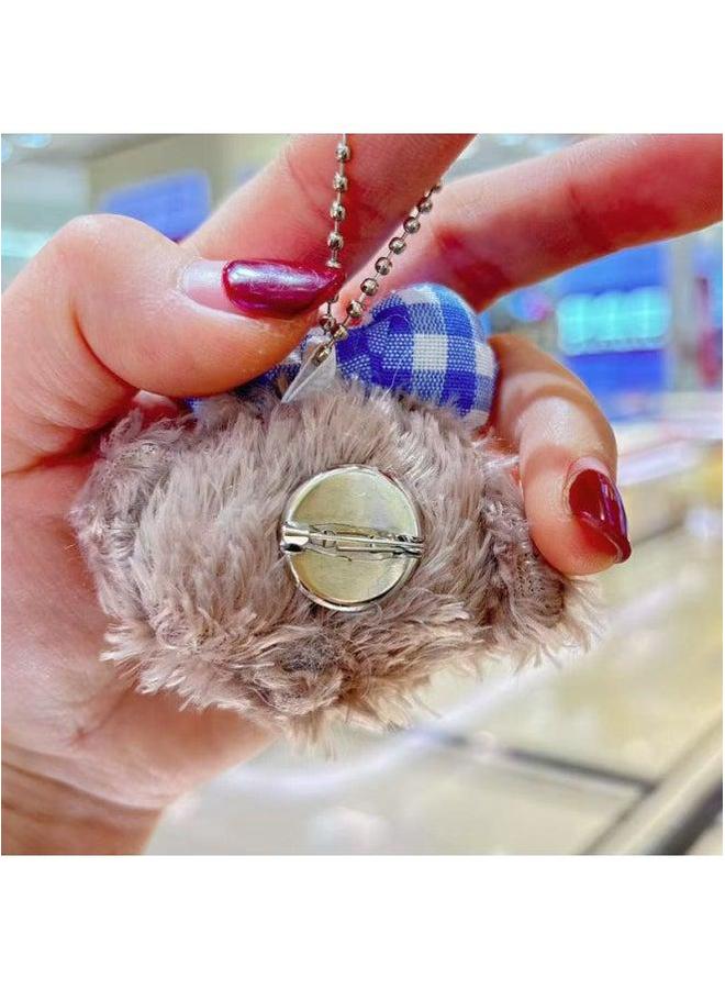 Cartoon Duffy Bear Head Shirley May Plush Toy Pendant Star Dailuoka Chef Dog Hair Card Shoes Accessories-Color:Shirley Blue Check (pin Style)-Height:Naked Goods - Image 1