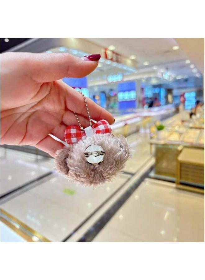 Cartoon Duffy Bear Head Shirley May Plush Toy Pendant Star Dailuoka Chef Dog Hair Card Shoes Accessories-Color:Shirley Blue Check (pin Style)-Height:Naked Goods - Image 4