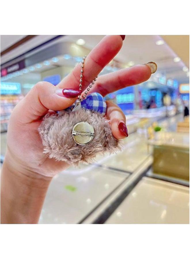 Cartoon Duffy Bear Head Shirley May Plush Toy Pendant Star Dailuoka Chef Dog Hair Card Shoes Accessories-Color:Shirley Blue Check (pin Style)-Height:Naked Goods - Image 5