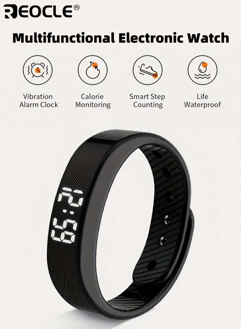 REOCLE Children's Multifunctional Electronic Watch with Alarm Clock Pedometer Timer and Luminous Display Sports Watch with Wrist Strap for Any Occasion Ideal Gift for Child