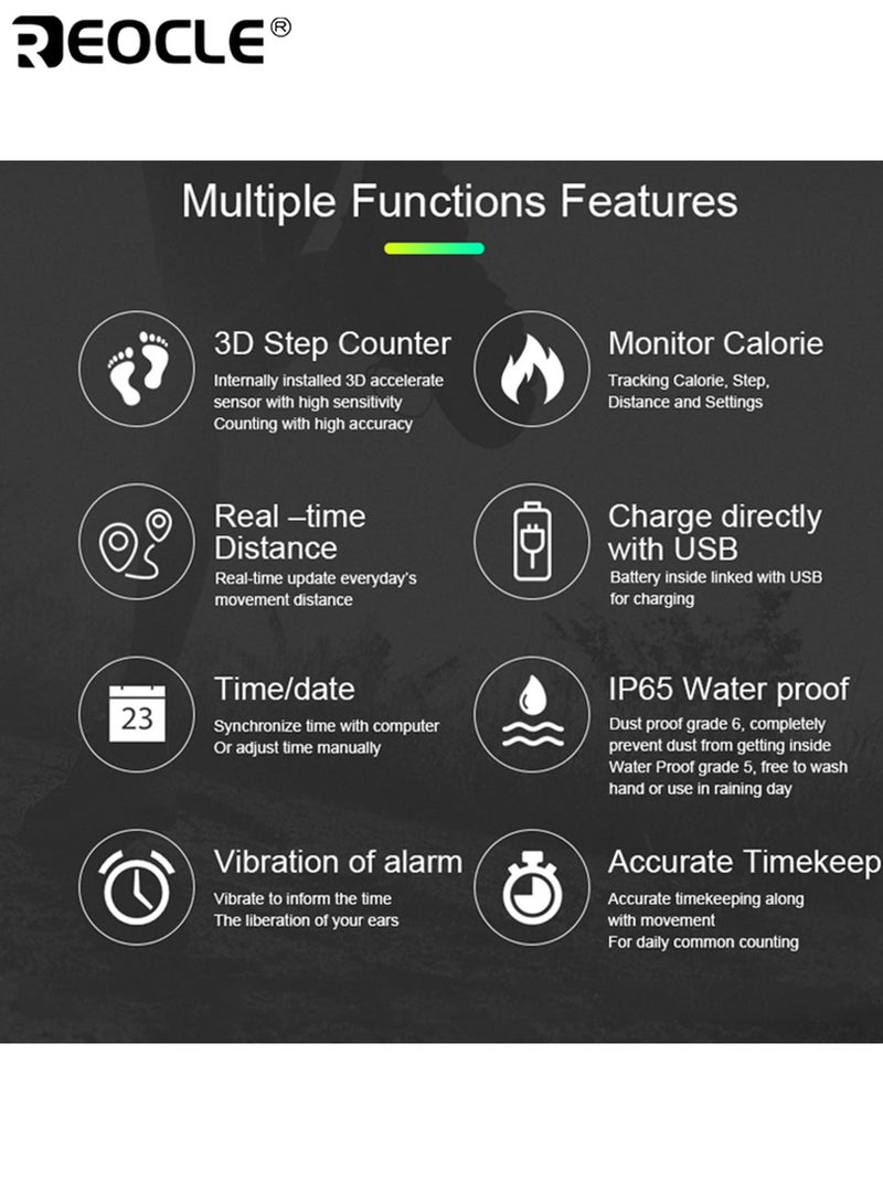 REOCLE Children's Multifunctional Electronic Watch with Alarm Clock Pedometer Timer and Luminous Display Sports Watch with Wrist Strap for Any Occasion Ideal Gift for Child - Image 3