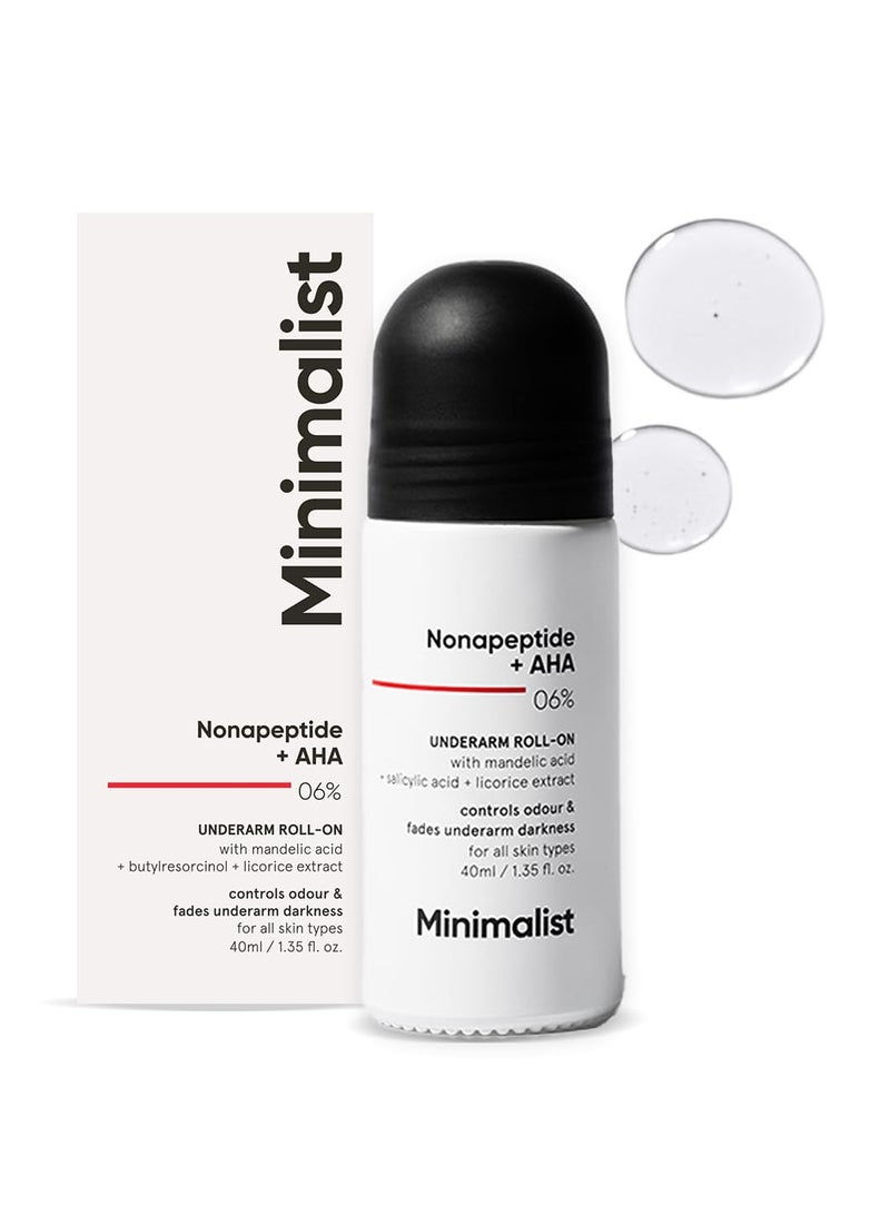 MINIMALIST Minimalist Underarm Roll On Deodorant with Nonapeptide + AHA BHA 06% | Controls Odour & Fades Darkness | Fragrance & Aluminium Free | Exfoliating Deo For Women & Men | 40ml  - Image 1