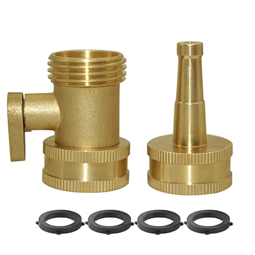 Hooshing Heavy Duty Brass Jet Nozzle High Pressure Jet Sweeper Sprayer Nozzle with Garden Hose Shut Off Valve 3/4" GHT Connector - Image 1