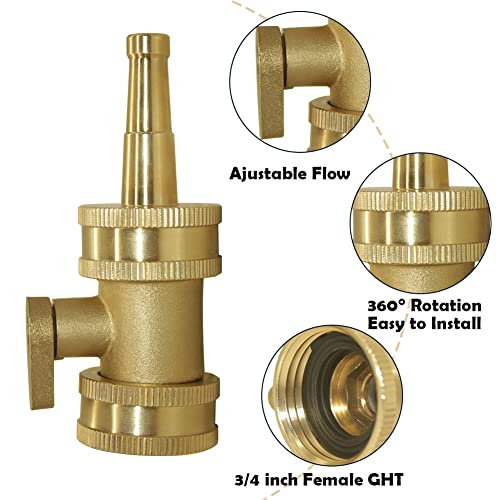 Hooshing Heavy Duty Brass Jet Nozzle High Pressure Jet Sweeper Sprayer Nozzle with Garden Hose Shut Off Valve 3/4" GHT Connector - Image 3