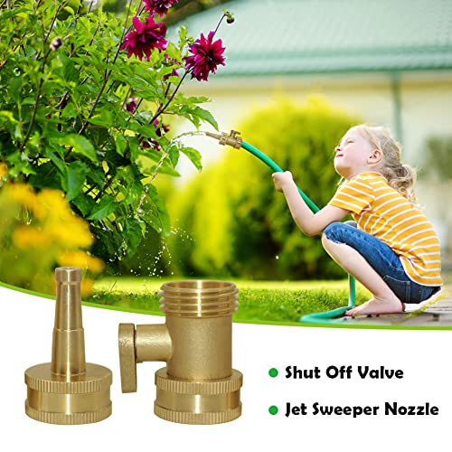 Hooshing Heavy Duty Brass Jet Nozzle High Pressure Jet Sweeper Sprayer Nozzle with Garden Hose Shut Off Valve 3/4" GHT Connector - Image 4