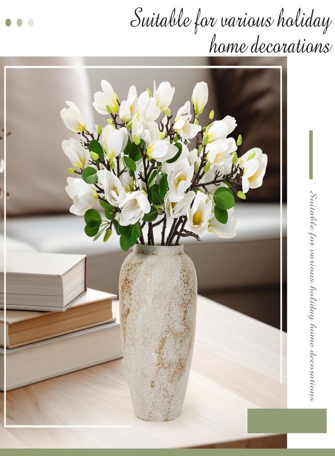 Janinka 8 Pcs Artificial Magnolia Flowers Stem for Spring Decoration Faux Fake Flora Stems Beautiful Magnolia Office Hotel Home Decor Accent Pieces(White) - Image 5
