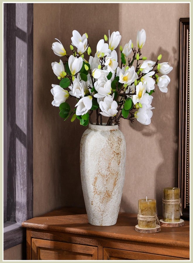 Janinka 8 Pcs Artificial Magnolia Flowers Stem for Spring Decoration Faux Fake Flora Stems Beautiful Magnolia Office Hotel Home Decor Accent Pieces(White) - Image 4