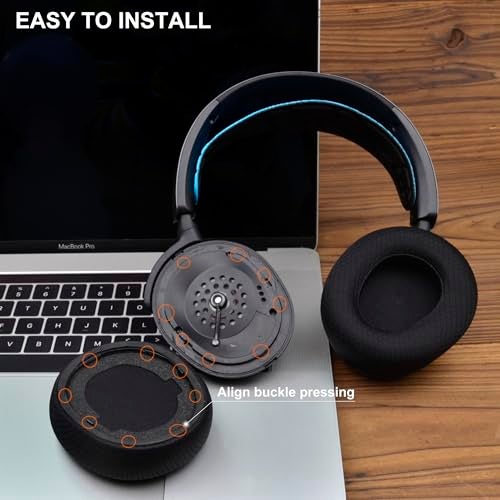 defean Nova Pro Wireless Earpads - defean Replacement Ear Cushion Compatible with Steelseries Arctis Nova Pro Wireless Headphones(Do Not fit SteelSeries Arctis Nova 7 Model) (Black Breathable Fabric) - Image 5