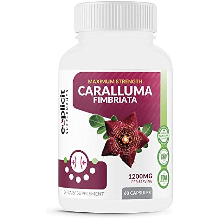 eXplicit Supplements Pure Caralluma Fimbriata Max Strength – Appetite Suppressant, Increase Fat Burn, Weight Loss Supplement, Non-Stim - for Men & Women - 1200mg per Serving, 30 Servings, 60 Capsules - Image 1