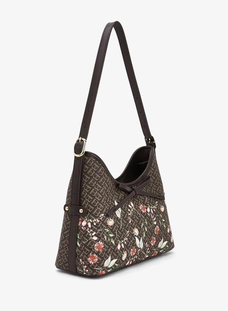 Flora Bella By Shoexpress Flora Bella Monogram Print Shoulder Bag with Adjustable Strap