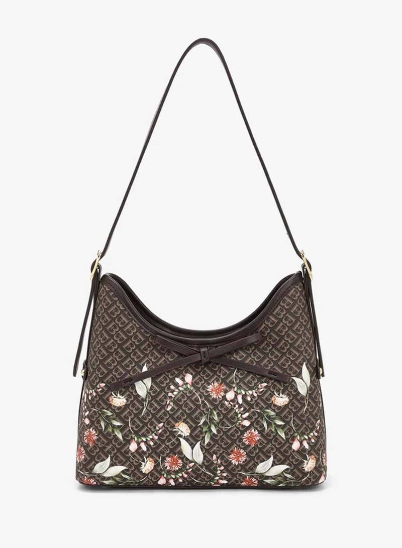 Flora Bella By Shoexpress Flora Bella Monogram Print Shoulder Bag with Adjustable Strap