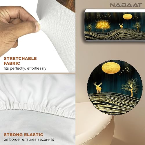 NABAAT AC Cover for Split 1.5 Ton Indoor Printed Air Conditioning Wall Mounted Dust Cover Folding Designer (38”x 12”x 9”), Golden Trees - Image 5