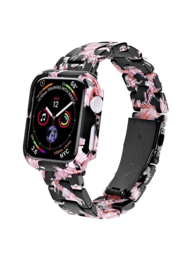 BURAQ Protective Cover For Apple Watch Series 6/5/4/SE 40mm Printed Resin PC Watch Band Case Kit(Pink Green)